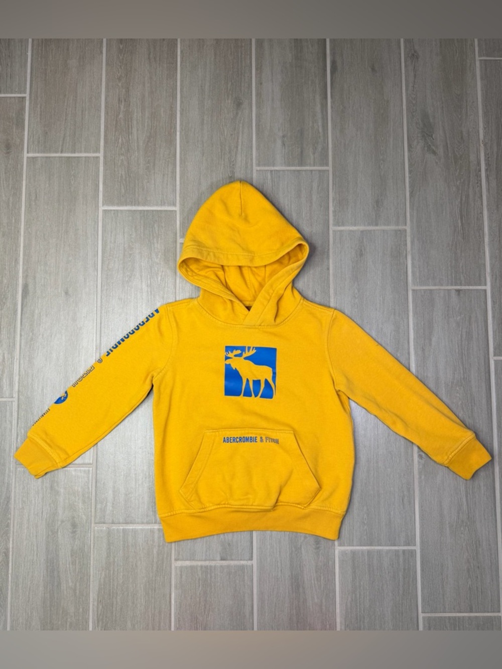 abercrombie kids Yellow Hoodie with Blue Moose Logo